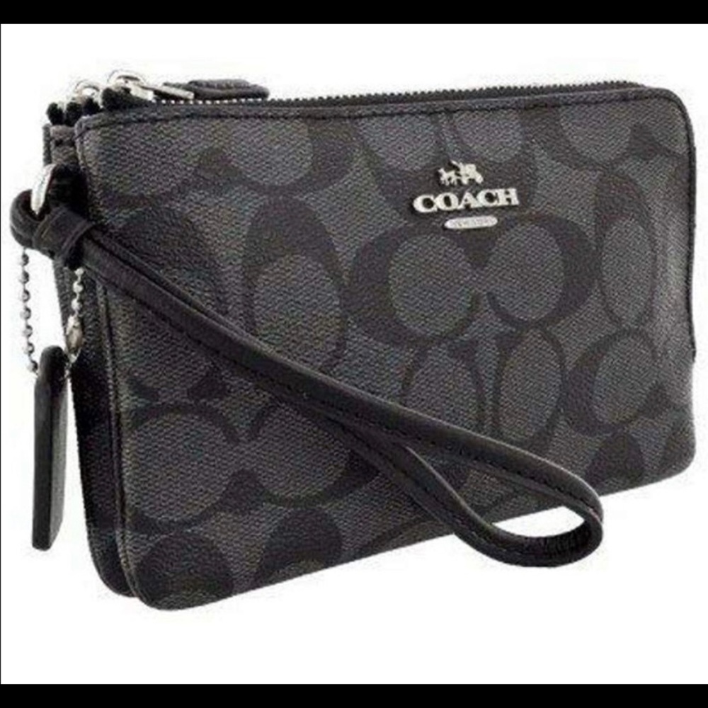 🆕 Coach PVC Double Corner Zip Wristlet Wallet
